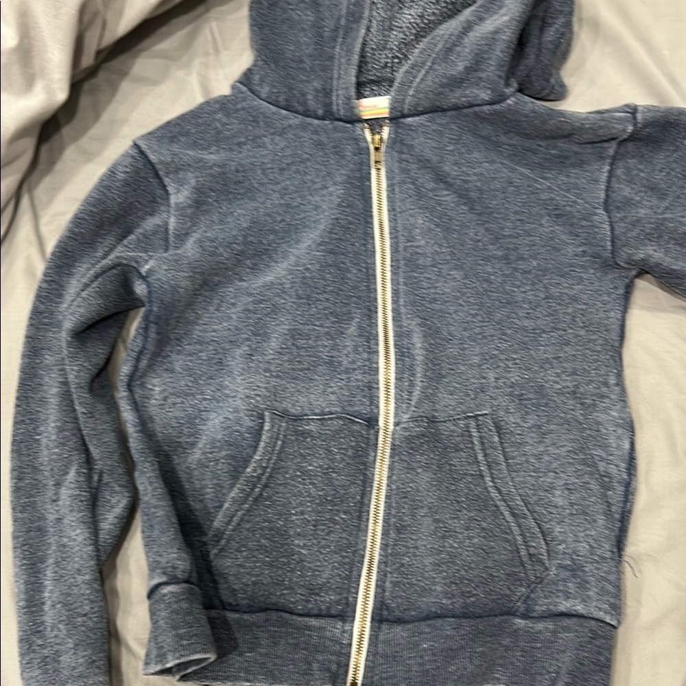 Vintage Havana Girls Blue Zip Up Rainbow Hoodie XL 16 - Picture 3 of 3